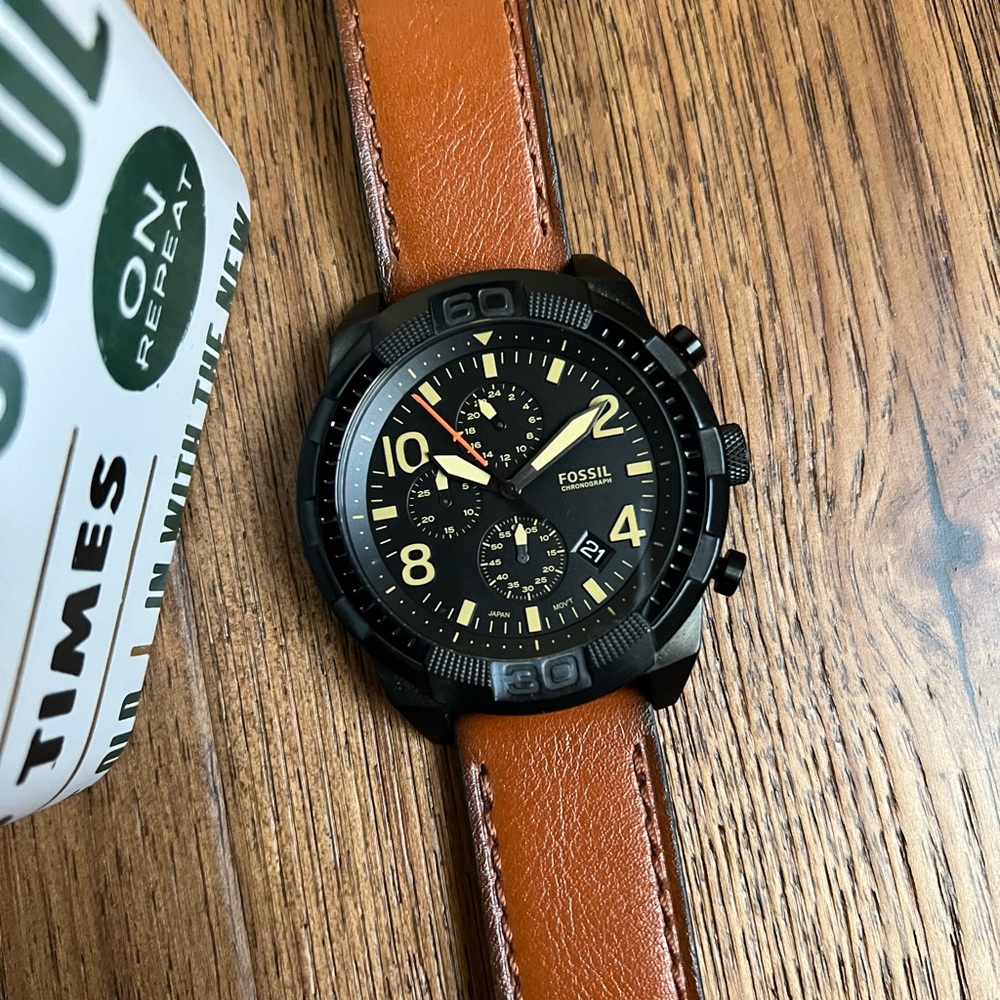 Fossil FS5714 Bronson Chronograph Black Stainless Steel Men’s Watch $295 Retail!